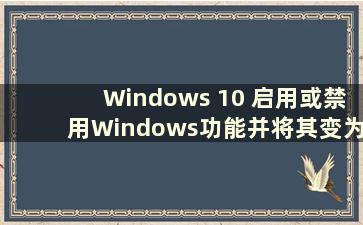 Windows 10 启用或禁用Windows功能并将其变为空白（启用或禁用Windows功能变为空白）
